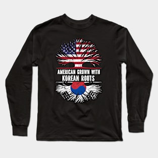 American Grown with Korean Roots USA Flag Long Sleeve T-Shirt
